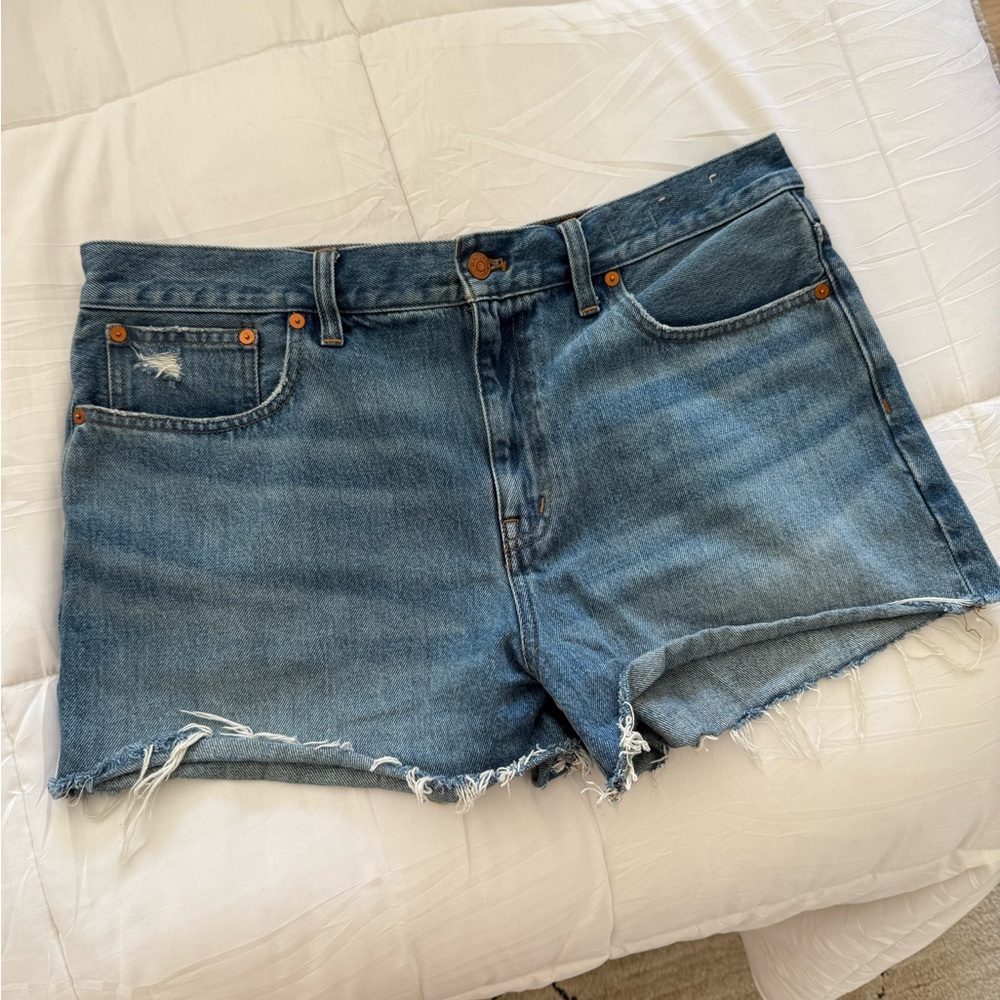 Madewell Light Blue Frayed Jean Shorts